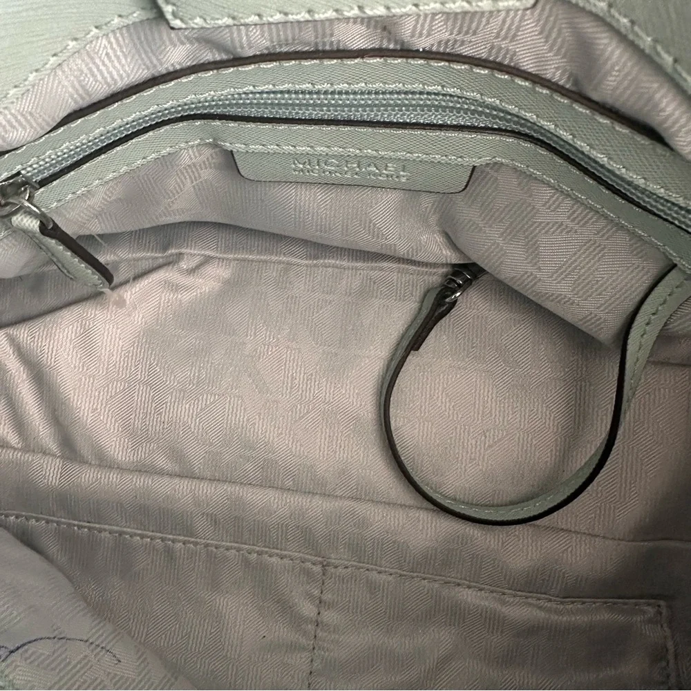 Michael Kors Mint Green Leather Satchel With Silver-Tone Hardware & Dust Bag - Picture 5 of 14